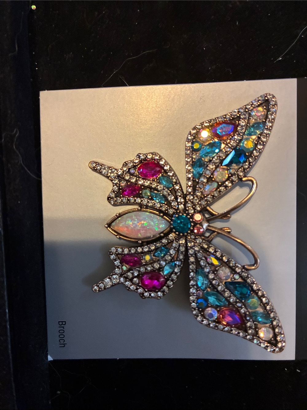 Multicolor Crystal Butterfly Brooch - Statement Women's Jewelry